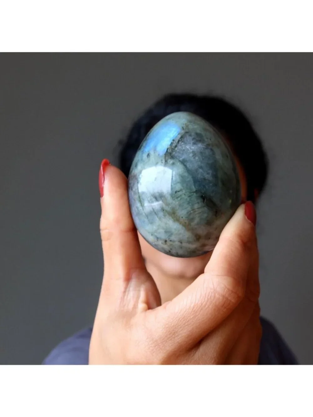 Labradorite Egg Rainbow Peacock Glowing Silver Gemstone Crystal